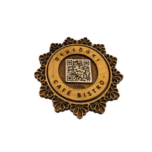 Ξαπλωτό QR Code Ξύλινο με Ξύλινο Περίτεχνο Σεμεδάκι