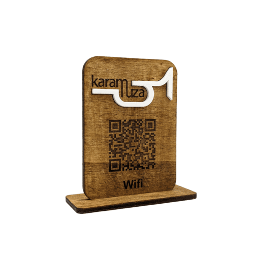 Σταντ QR Code Ξύλινο με Ακρυλικό Λογότυπο
