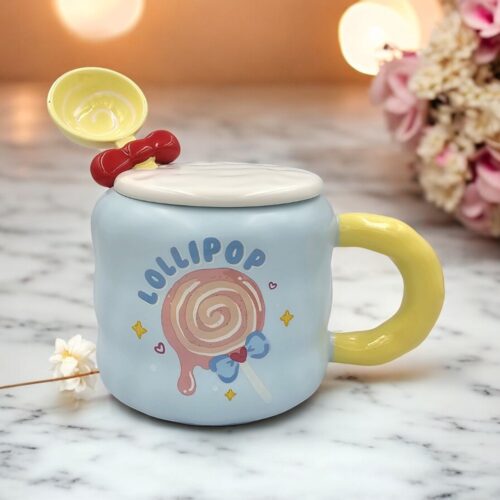 Κούπα Γαλάζια Lollipop Με Καπάκι Και Κουτάλι